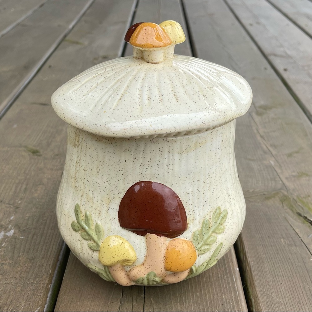 Vintage Hobbyist Hand Painted Mushroom Canister